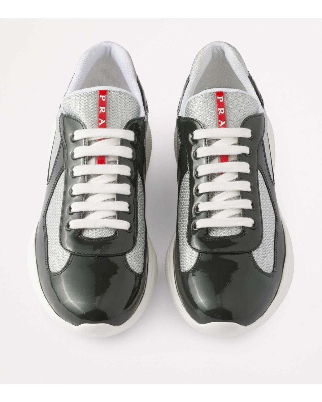 Prada Gray Patent Leather-Blend America's Cup Sneakers for men