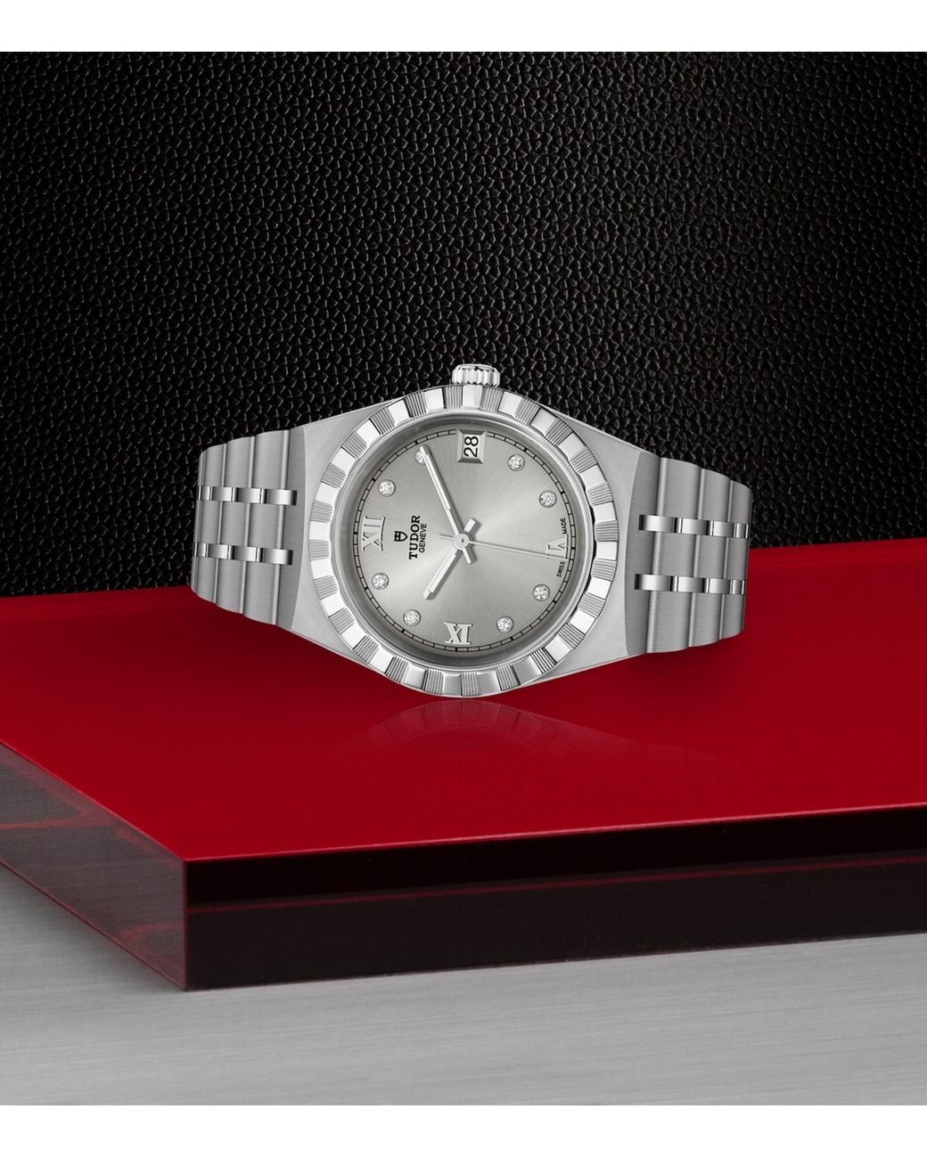 Tudor Gray Stainless Steel And Diamond Royal Watch