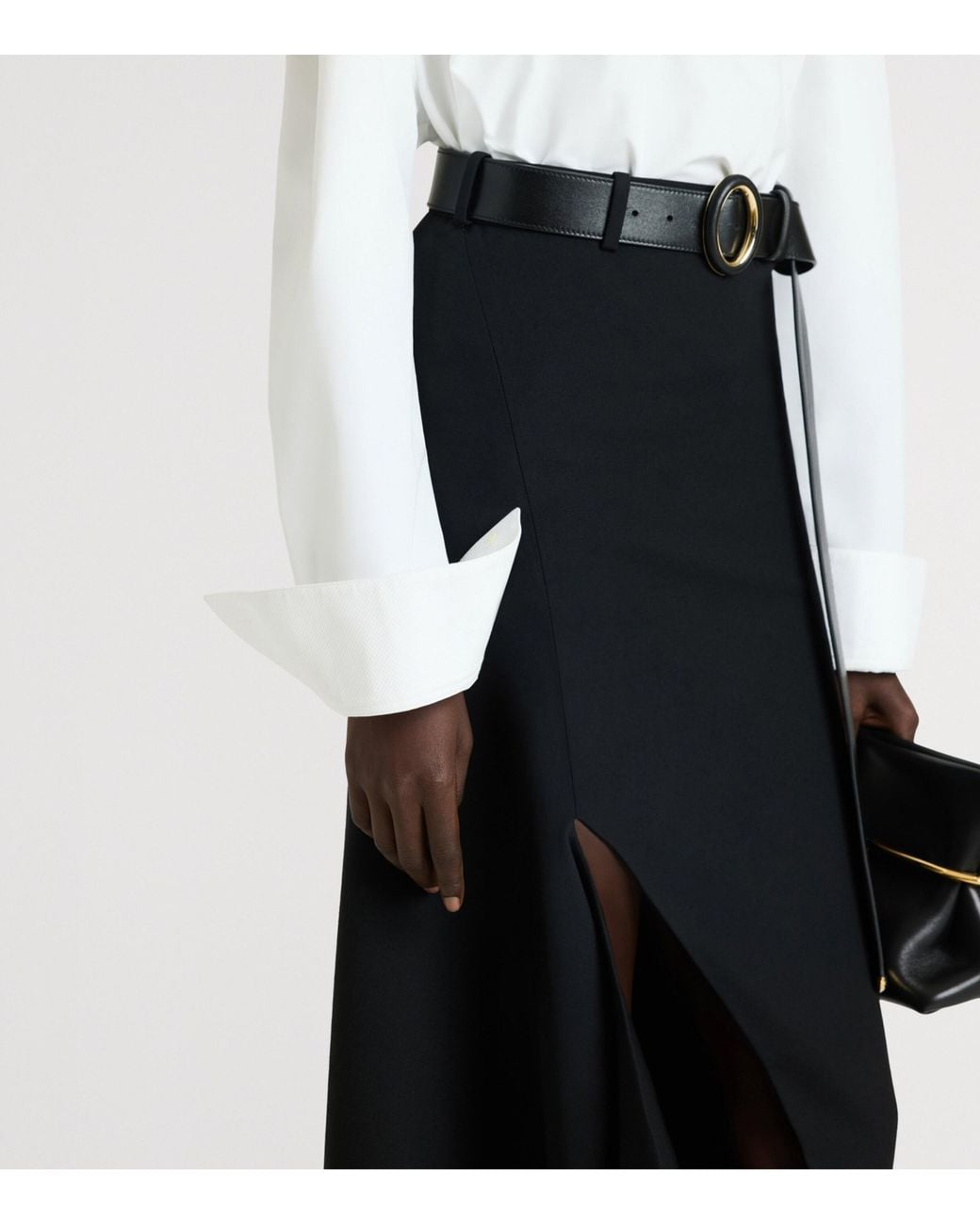 Givenchy Black Wool Slashed Midi Skirt