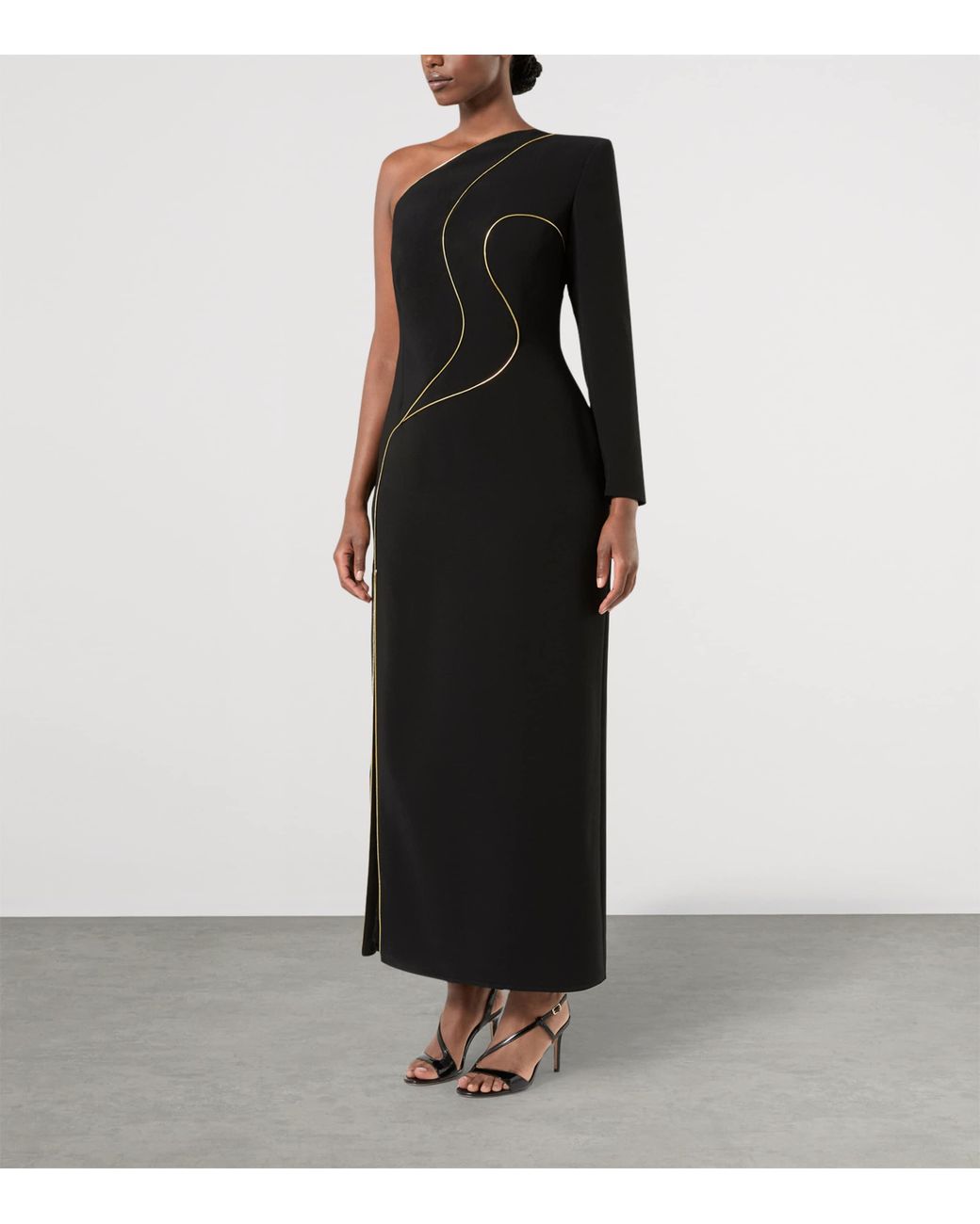 Marina Rinaldi Black One-Shoulder Maxi Dress