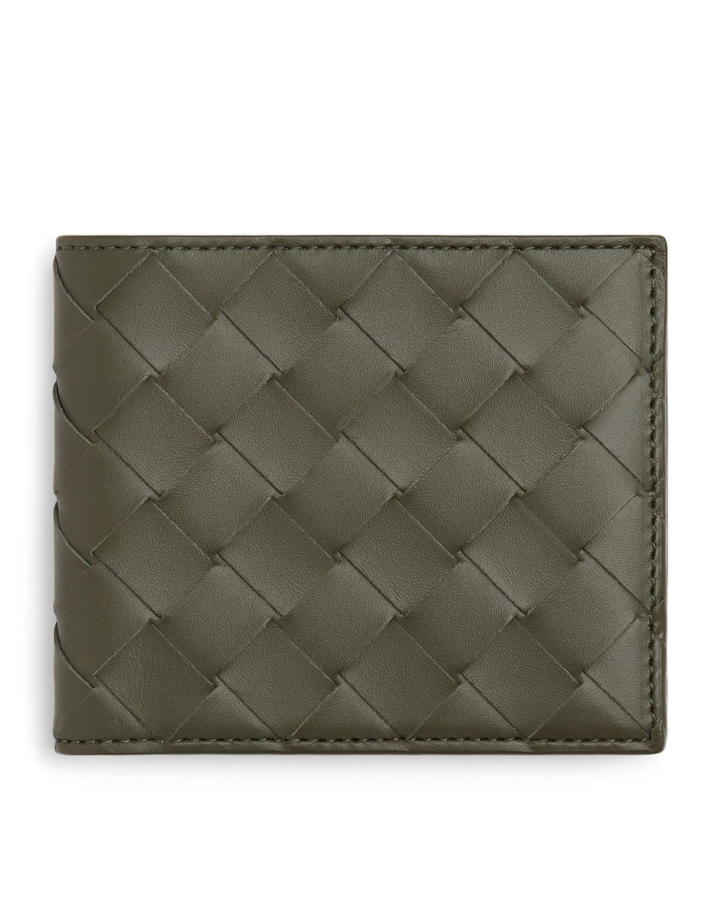 Bottega Veneta Green Leather Intrecciato Bifold Wallet for men