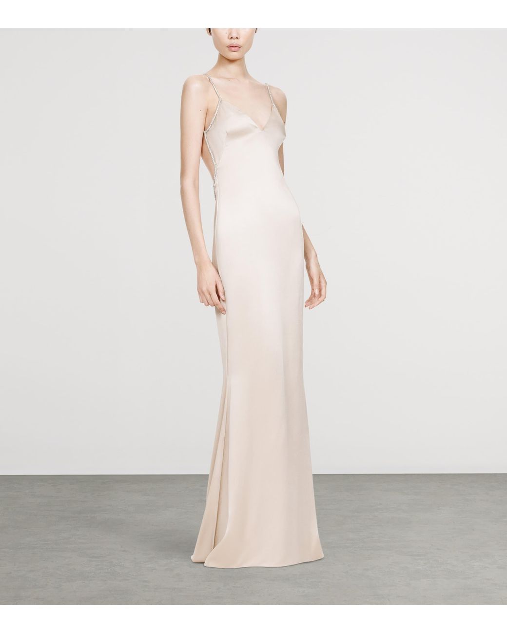 Tom Ford White Satin Embellished Maxi Dress