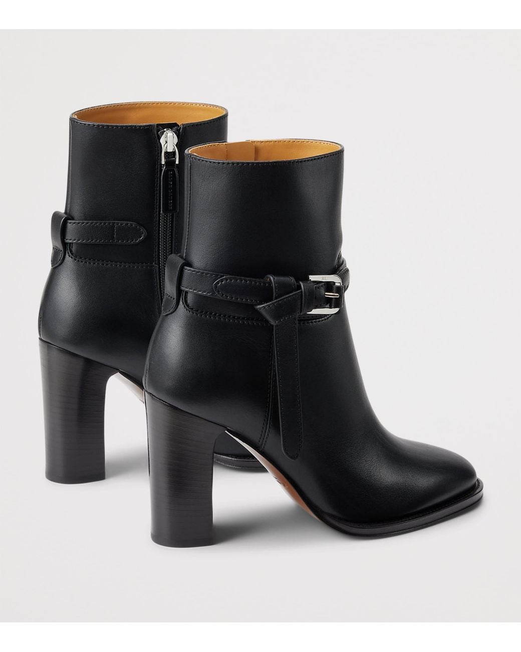 Ralph Lauren Black Leather Donnely Ankle Boots 90