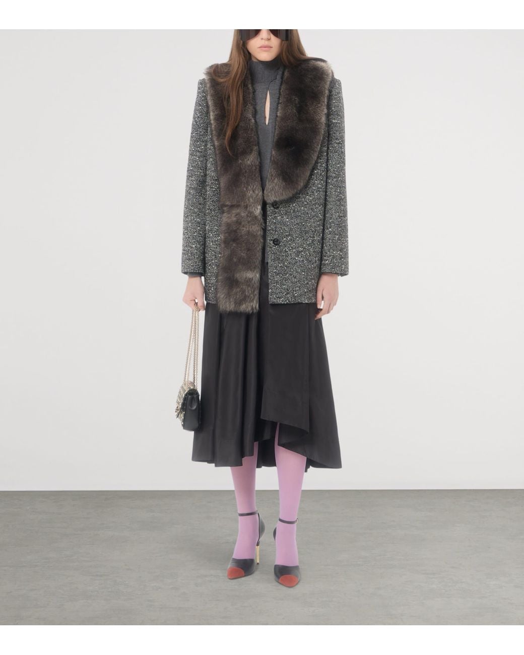 Valentino Gray Wool Tie-Neck Sweater