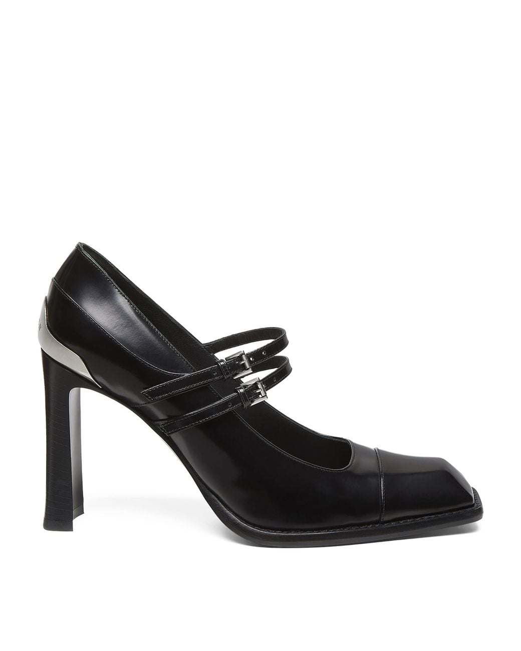 McQueen Black Leather Niko Mary Jane Pumps 95