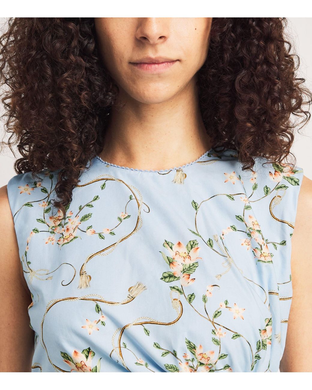 Agua Bendita Blue Cotton Otono Navegante Midi Dress