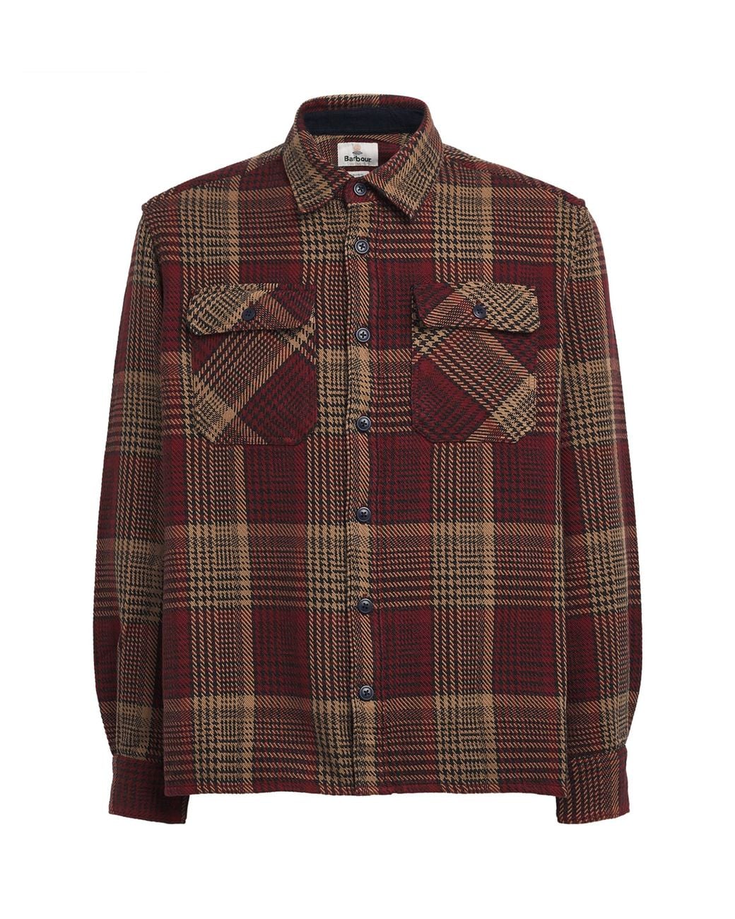Barbour Brown Cotton Houndstooth Millom Overshirt for men