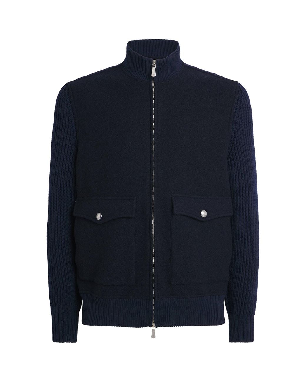 Eleventy Blue Wool Bomber Jacket for men
