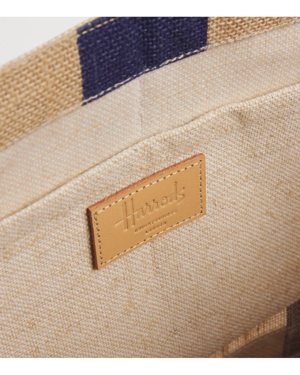 Harrods Blue Small Canvas Stripe Knightsbridge Shopper Bag