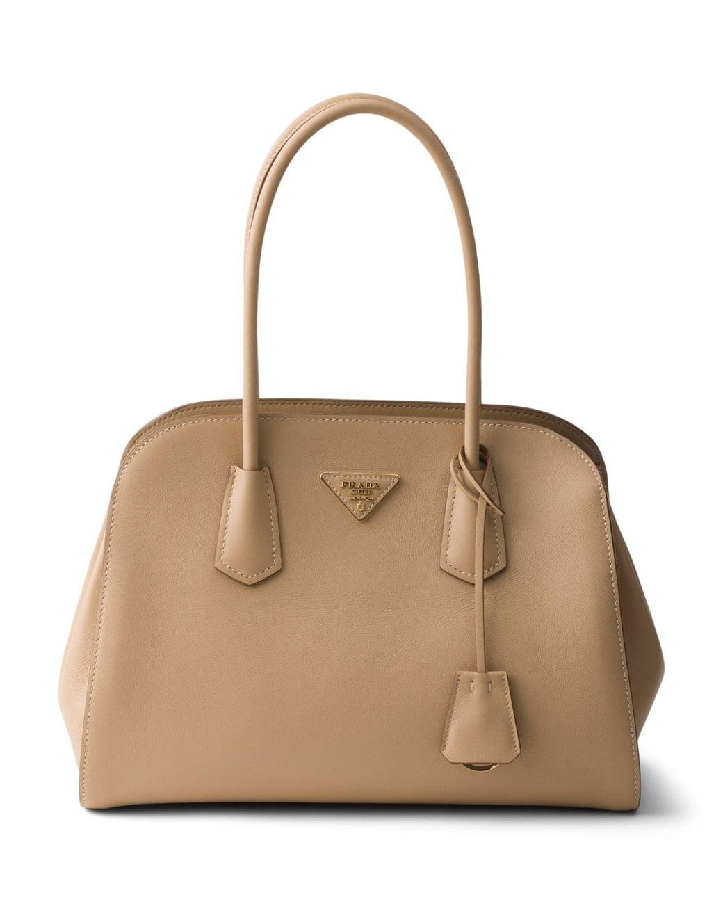 Prada Natural Medium Leather Top-Handle Bag