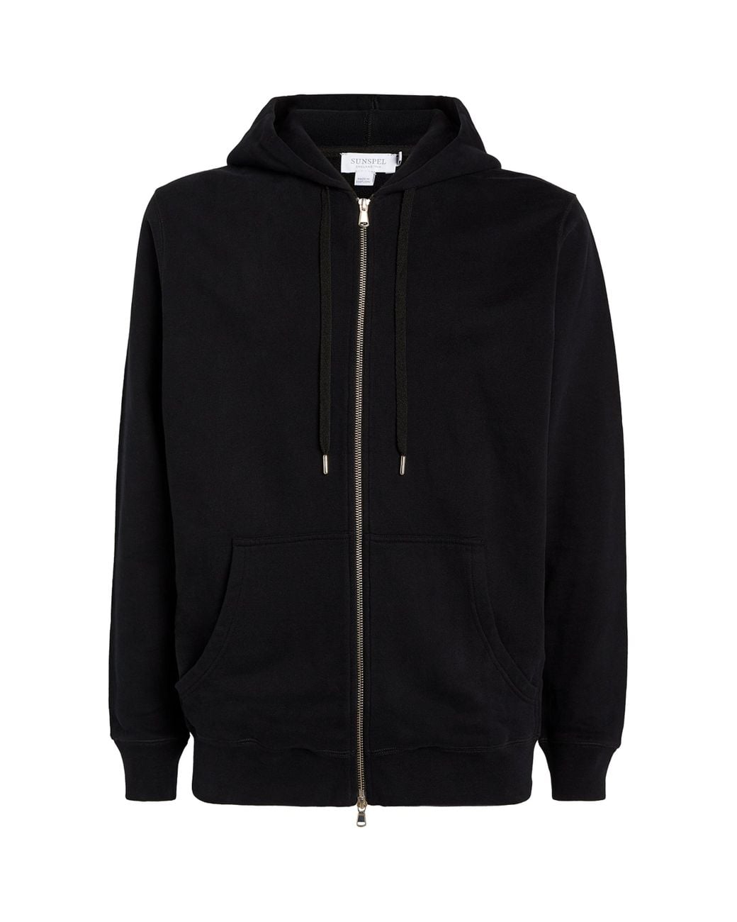 Sunspel Black Loopback Zip-Up Hoodie for men