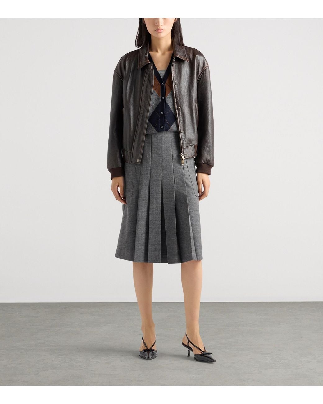 Prada Blue Cashmere Argyle Cardigan