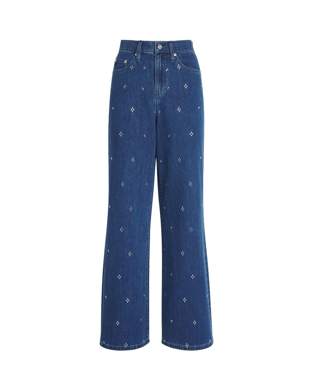 Maje Blue Embellished Wide-Leg Jeans
