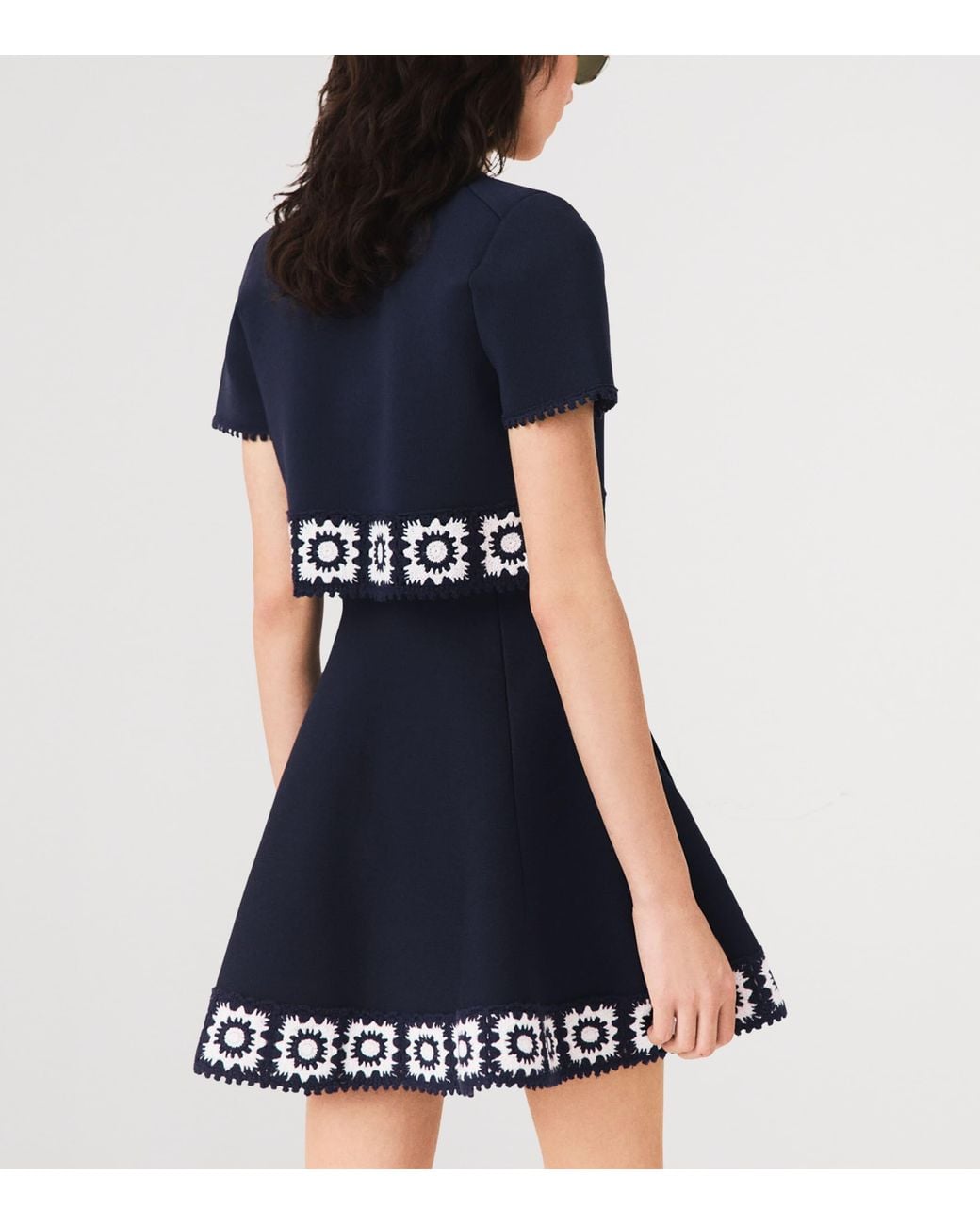 Maje Blue Crochet-Trim Cardigan