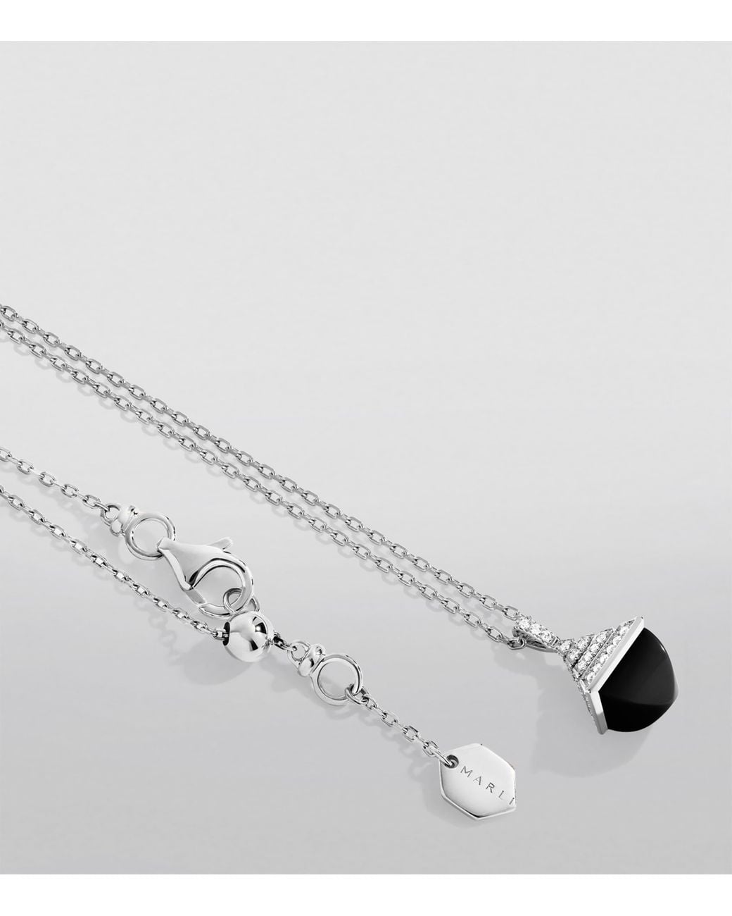 Marli New York White Mini, Diamond And Onyx Cleo Rev Pendant Necklace