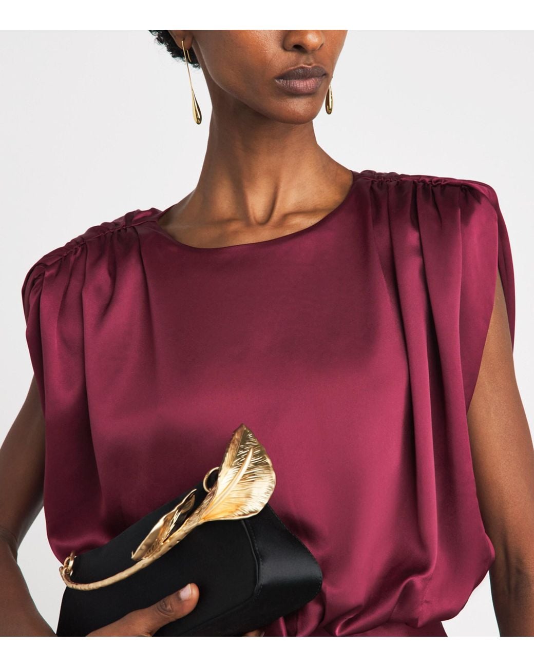 Toccin Purple Satin Flora Midi Dress