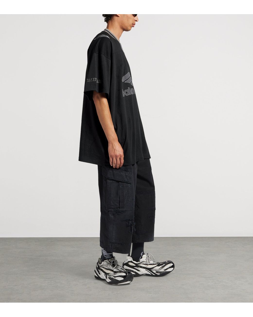 Balenciaga Black Oversized Logo T-Shirt for men