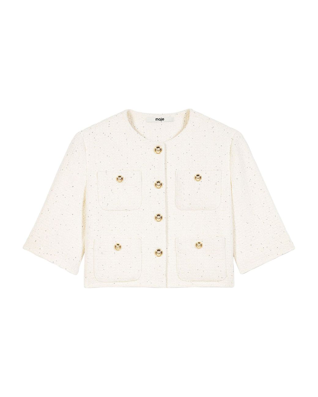 Maje Natural Tweed Cropped Jacket