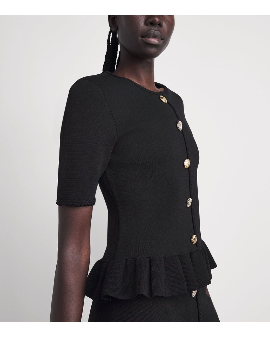 Claudie Pierlot Black Braid-Detail Knitted Top