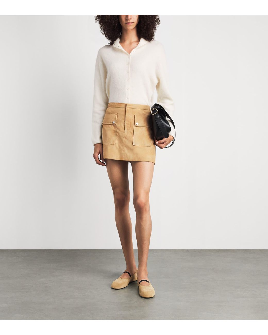 FRAME Natural Suede The Safari Mini Skirt