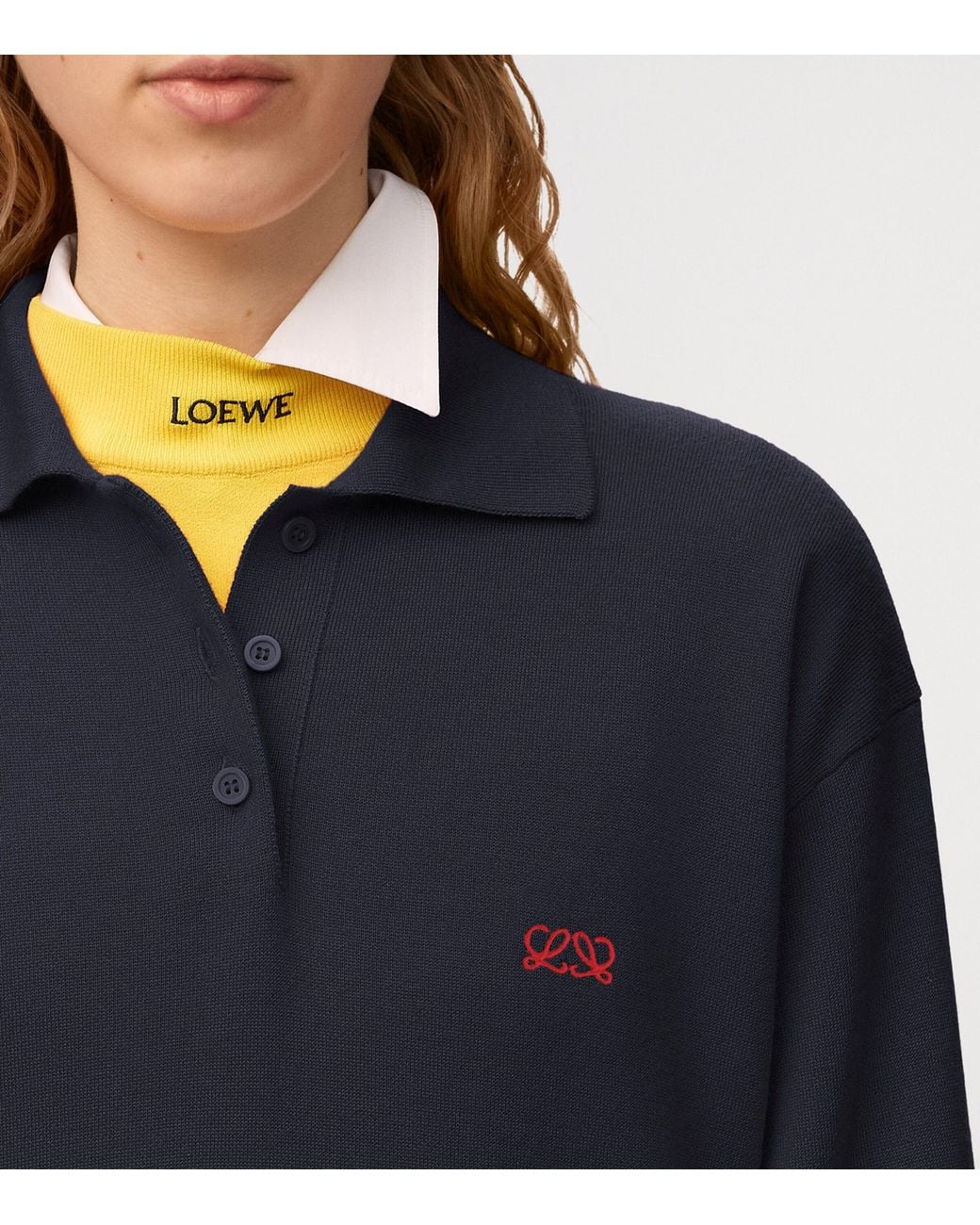 Loewe Blue Cashmere-Silk Polo Sweater