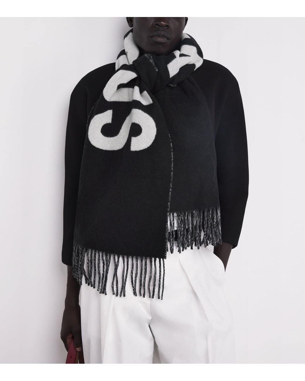 Jacquemus Black Virgin Wool Logo Scarf for men