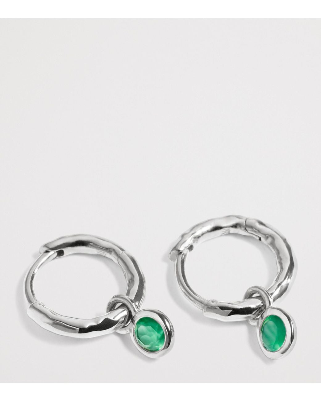 Monica Vinader Green Sterling And Onyx May Birthstone Huggie Earrings
