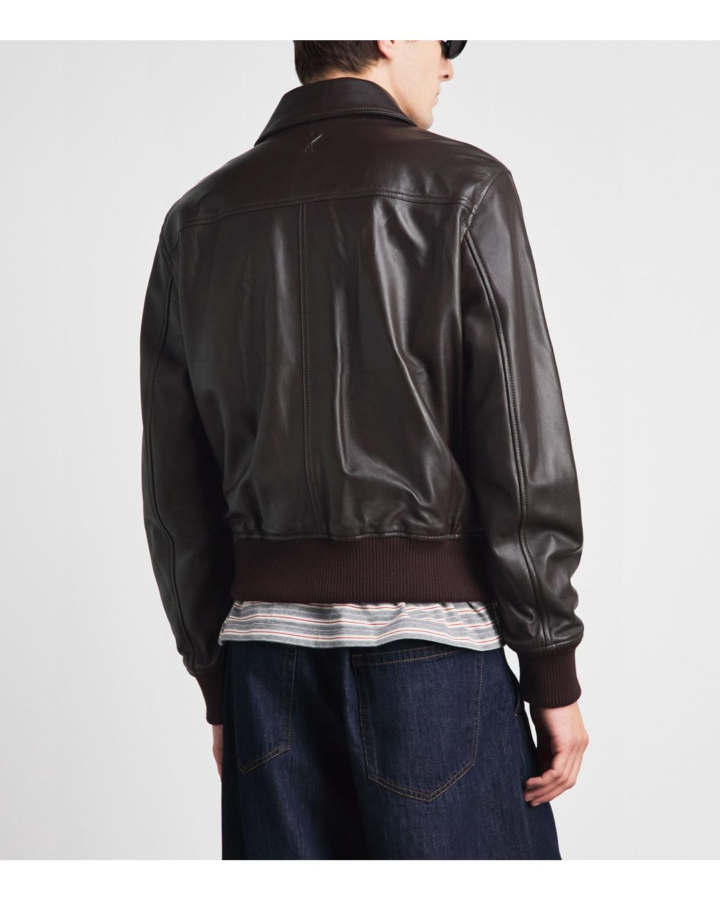 AMI Black Leather Jacket for men