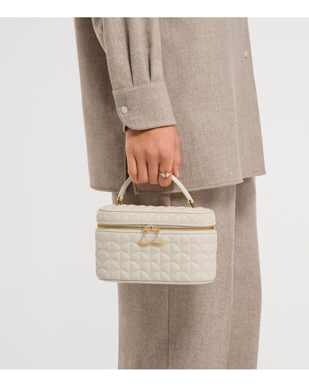 BVLGARI White Leather Divas Dream Vanity Case Bag
