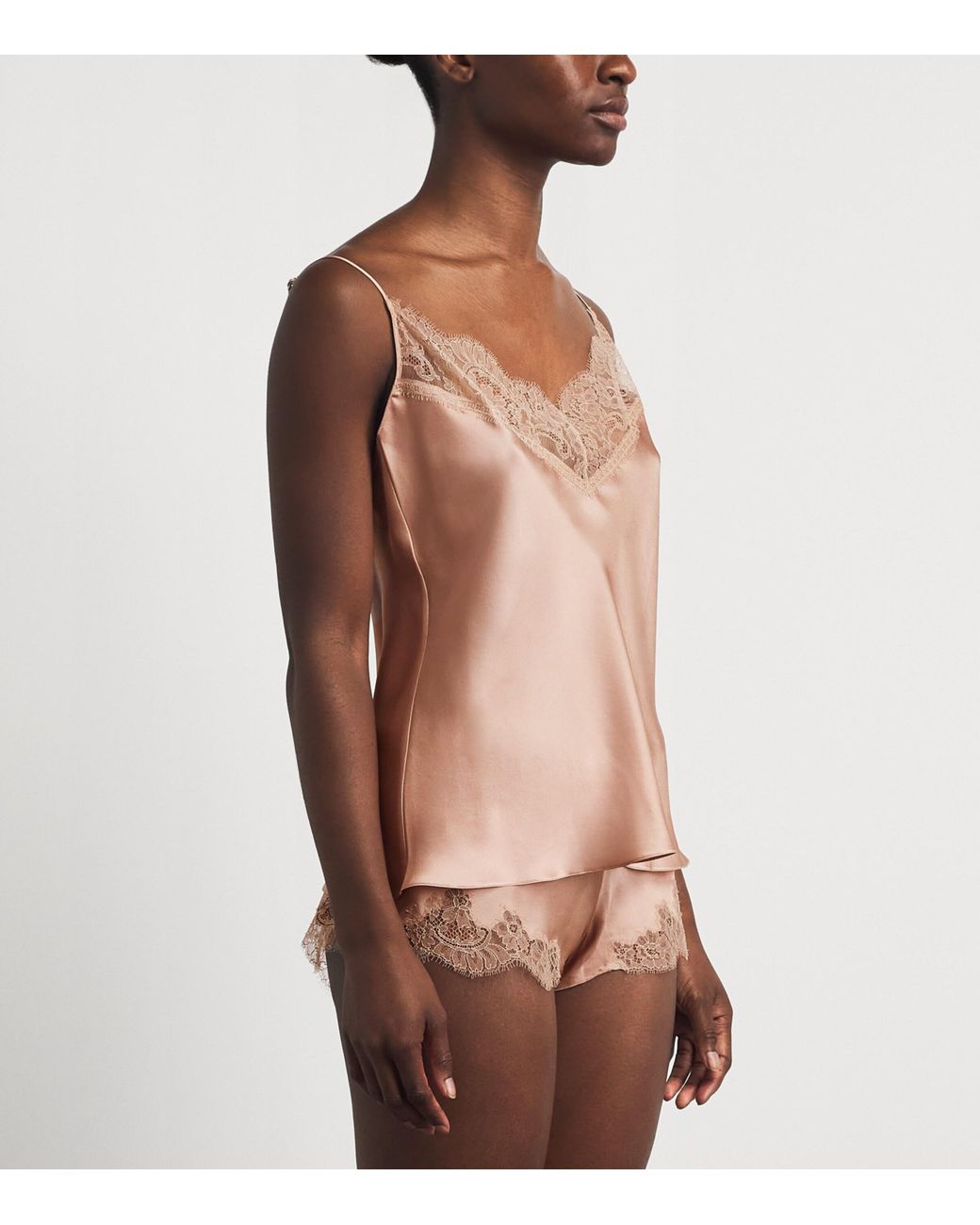 Carine Gilson Pink Silk Cérès Lace Camisole