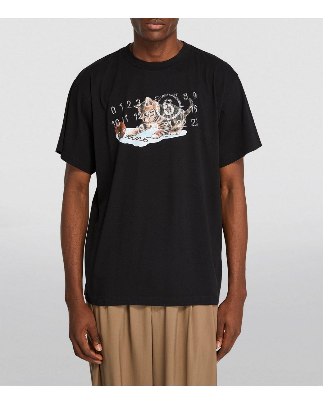MM6 by Maison Margiela Numerical Kitty T-shirt in Black for Men | Lyst