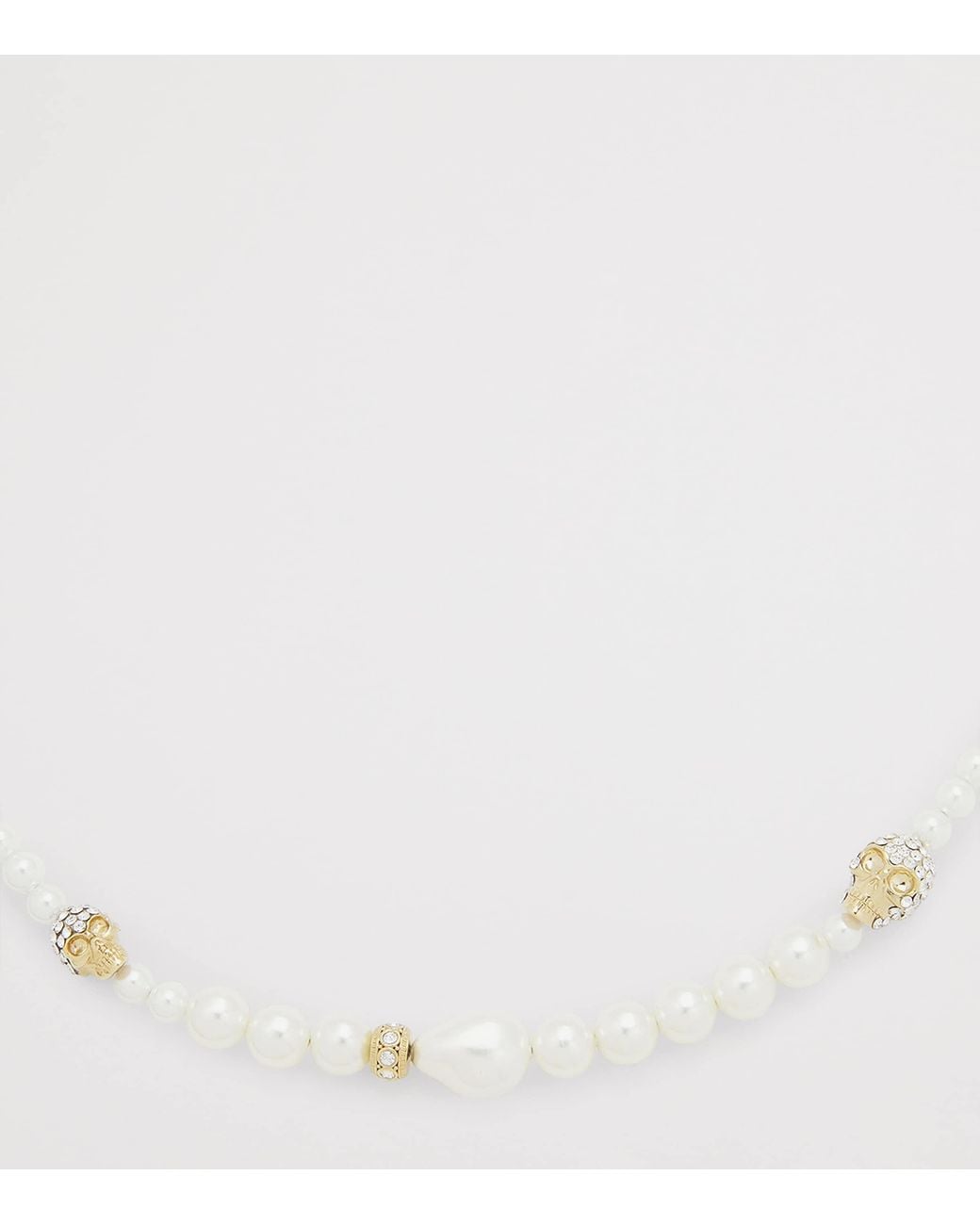 McQueen Metallic Faux Pearl And Skull Necklace for men