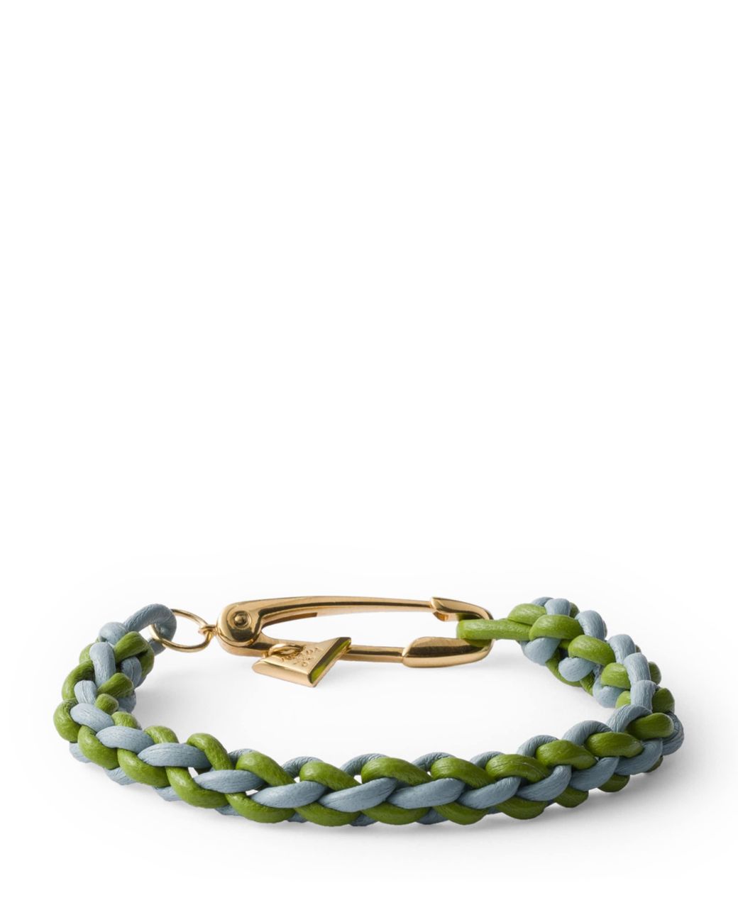 Prada Green Leather Braided Bracelet