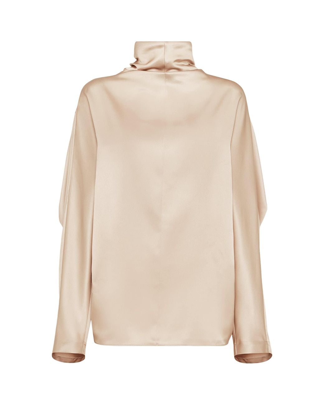 Brunello Cucinelli Natural Silk High-Neck Blouse