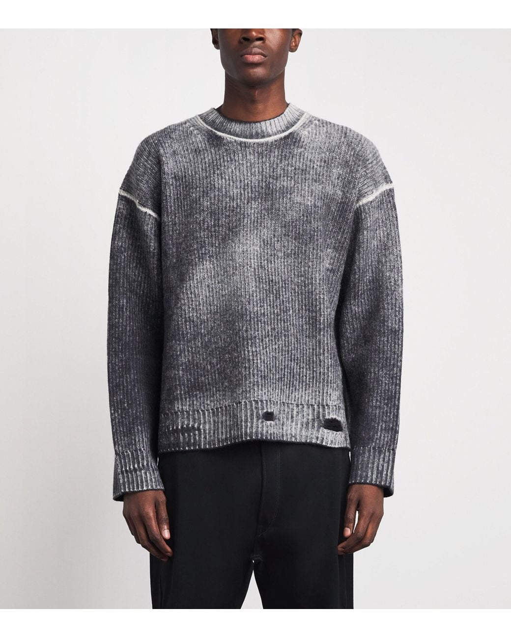 Represent Gray Wool Reversible Fade Out Sweater for men
