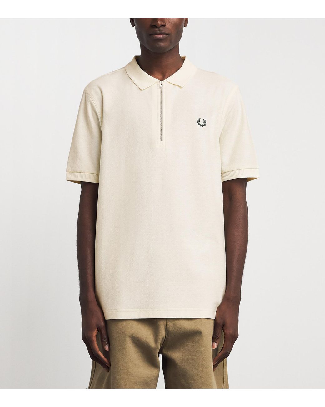 Fred Perry White Cotton Crepe Piqué Polo Shirt for men