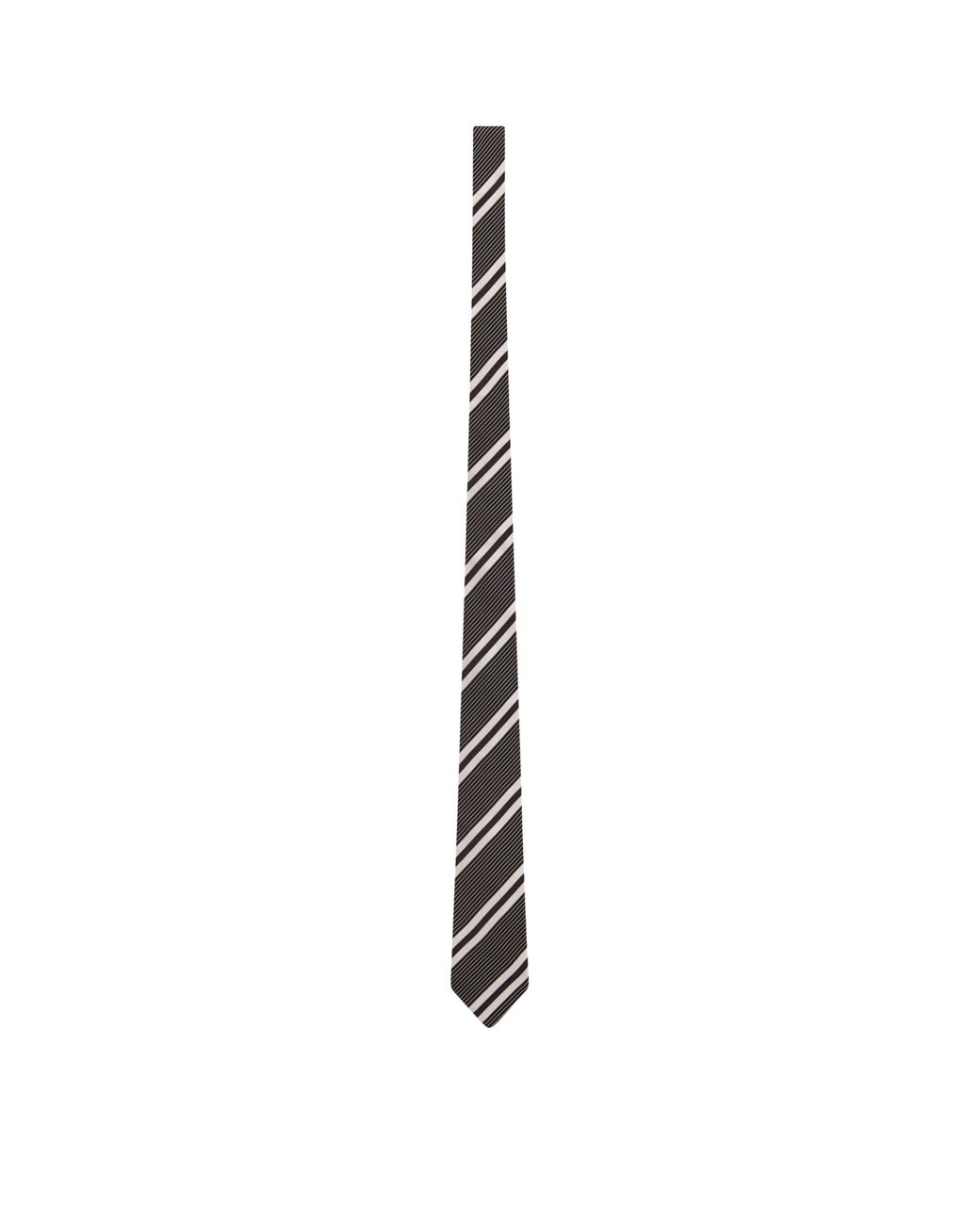 Saint Laurent White Silk Striped Tie for men
