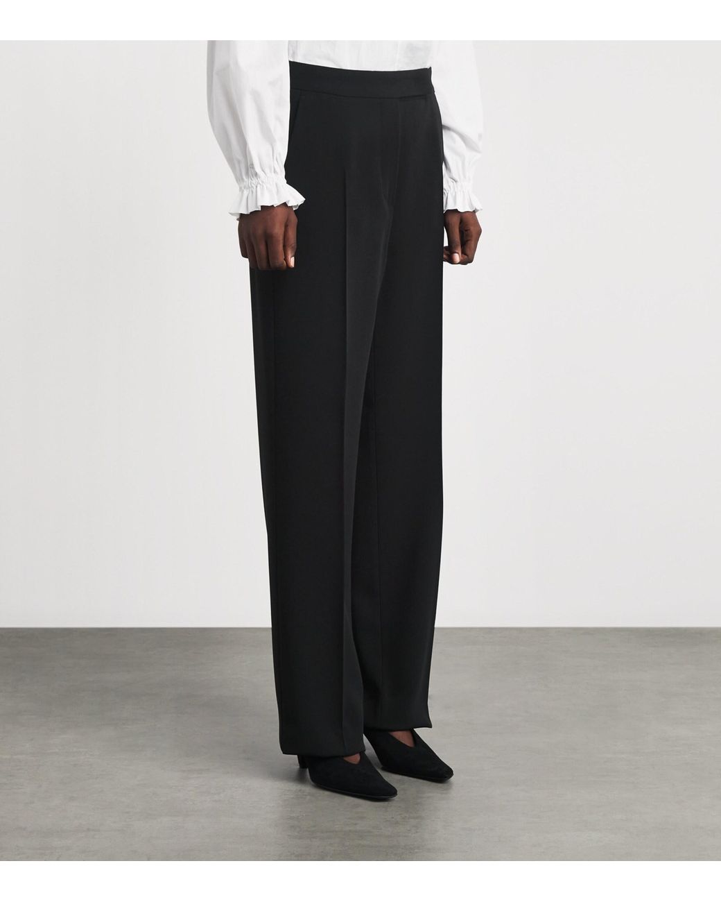 Max Mara Black Virgin Wool Palazzo Trousers