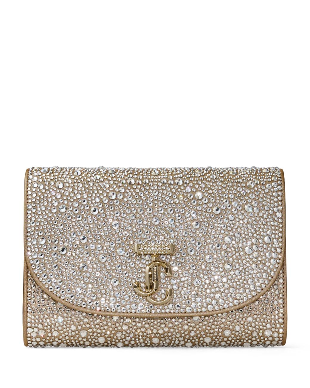 Jimmy Choo Metallic Crystal-Embellished Curve Clutch Bag