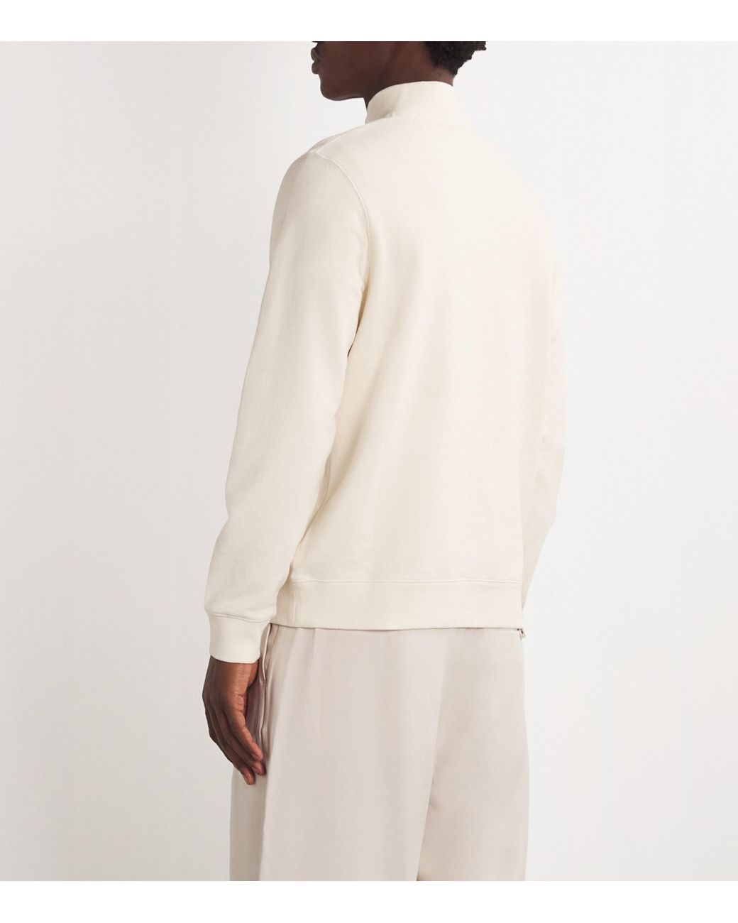 Sunspel White Cotton-Blend Half-Zip Sweatshirt for men
