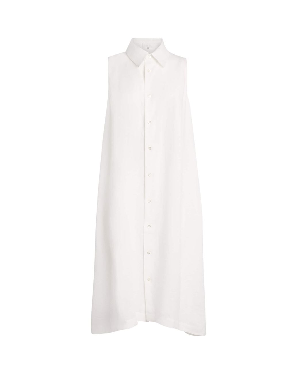 Eskandar White Linen Sleeveless Midi Shirt Dress