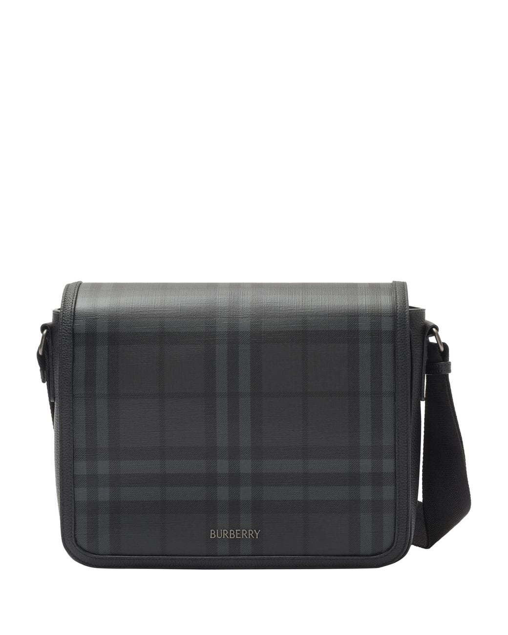 Burberry Black City Check Messenger Bag for men