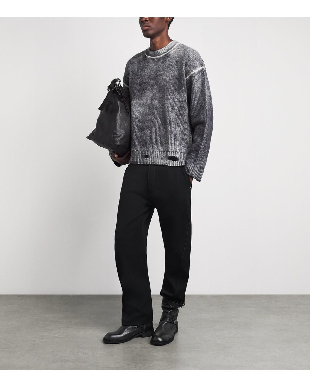 Represent Gray Wool Reversible Fade Out Sweater for men