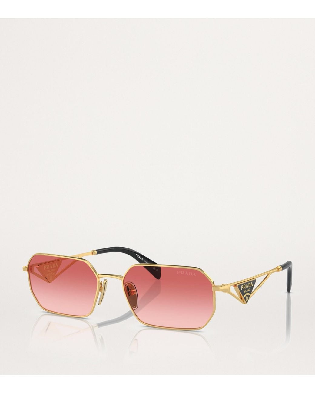 Prada Pink Metal Rectangular Sunglasses