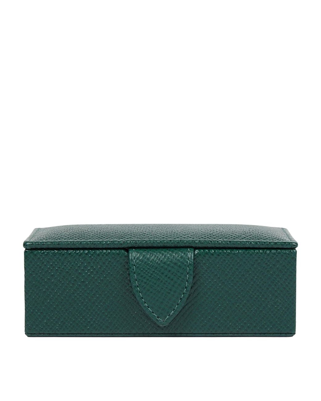 Smythson Green Panama Leather Cufflink Box for men