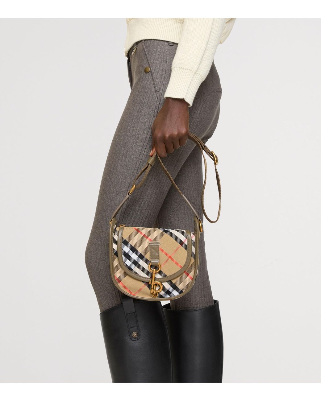 Burberry Brown Mini Check B Clip Messenger Bag