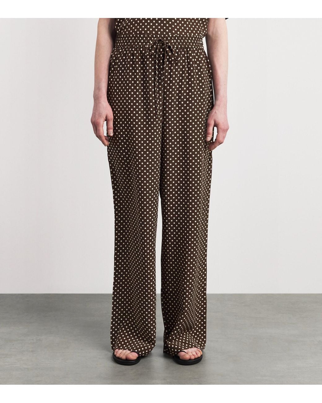 Matteau Brown Silk Wide-Leg Trousers