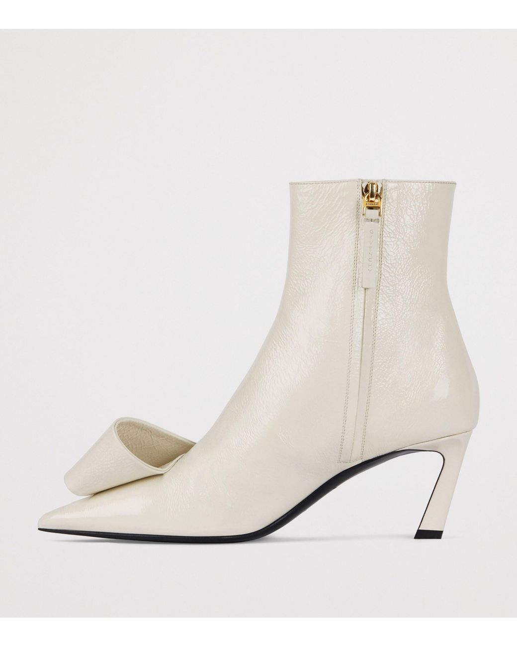 Givenchy White Leather Twisted Ribbon Ankle Boots 65