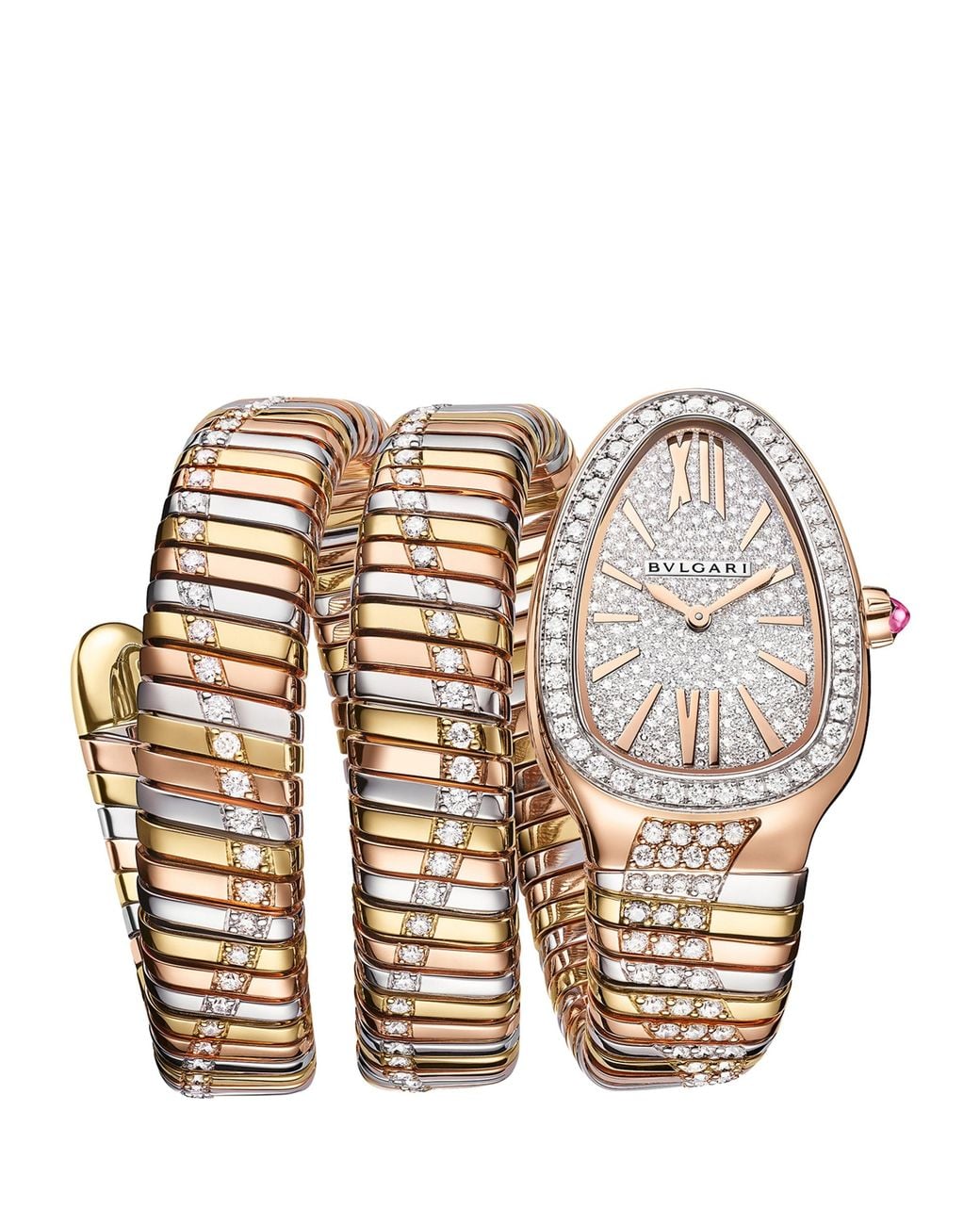 BVLGARI White Mixed And Diamond Serpenti Tubogas Infinity Watch