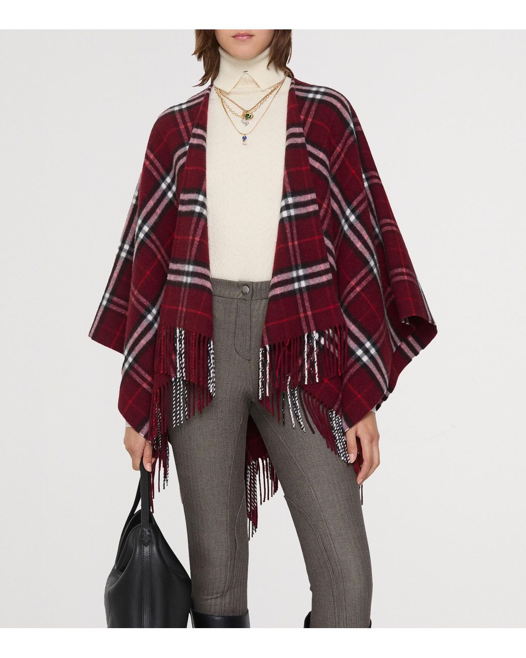 Burberry Red Check Wool Cashmere Cape